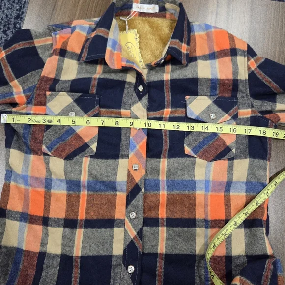 Jiang Vi Xuan Plaid Flannel Button-Up Shirt Shacket Size XS/S - Picture 3 of 10